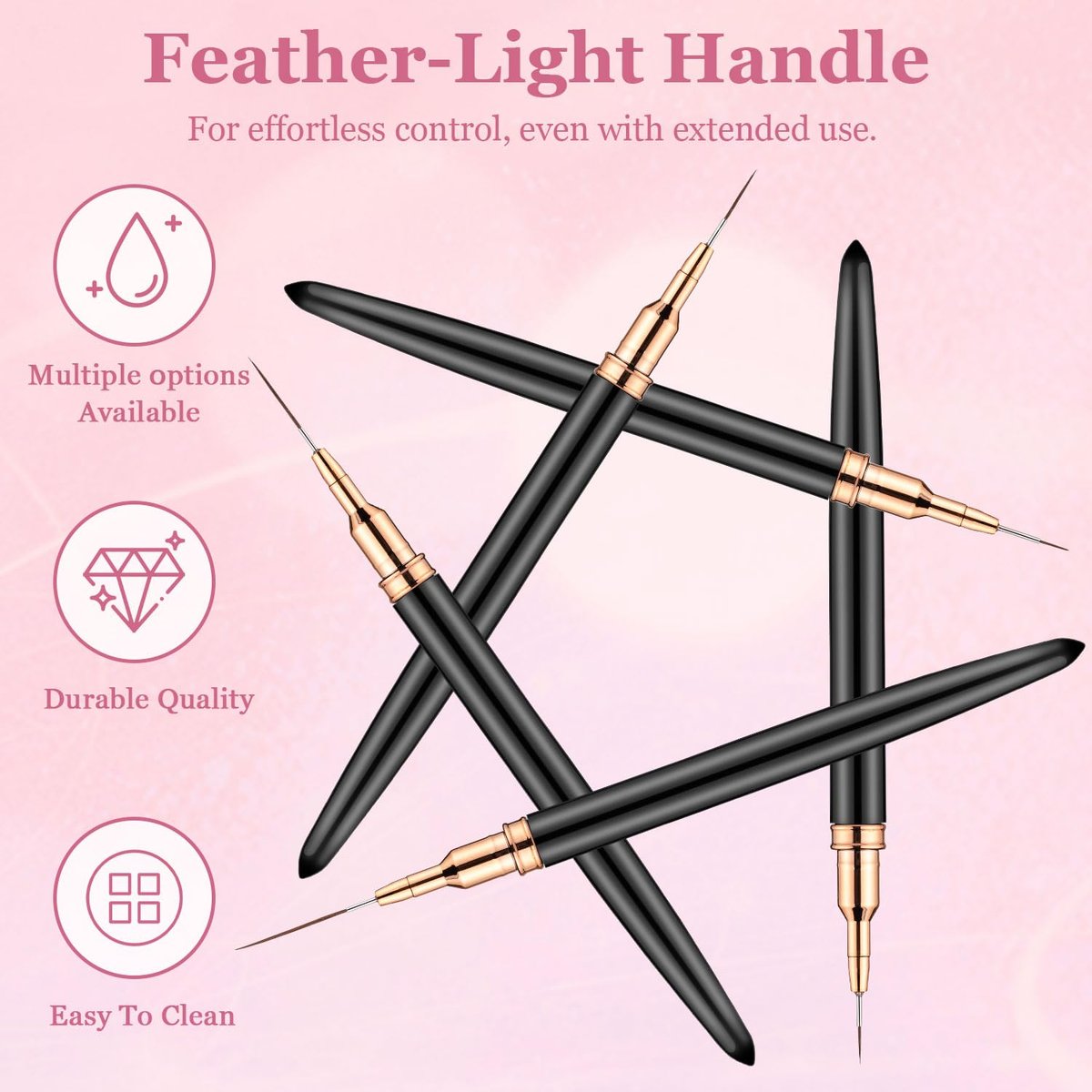 CHEMAILON 6-Pack Dual-Ended Nail Art Liner Brushes for Poly Extension Sculpture Gel – Fine Drawing Sizes 5/8/11/19/24mm - görsel 13