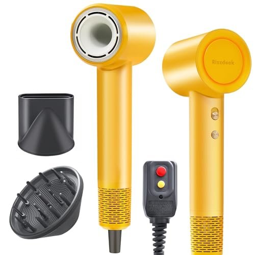 Rizzdeek 500 Million Ion Hair Dryer - 160,000 RPM High Speed Fast Drying Low Noise Blow Dryer for Home and Travel, Dark Yellow - görsel 2