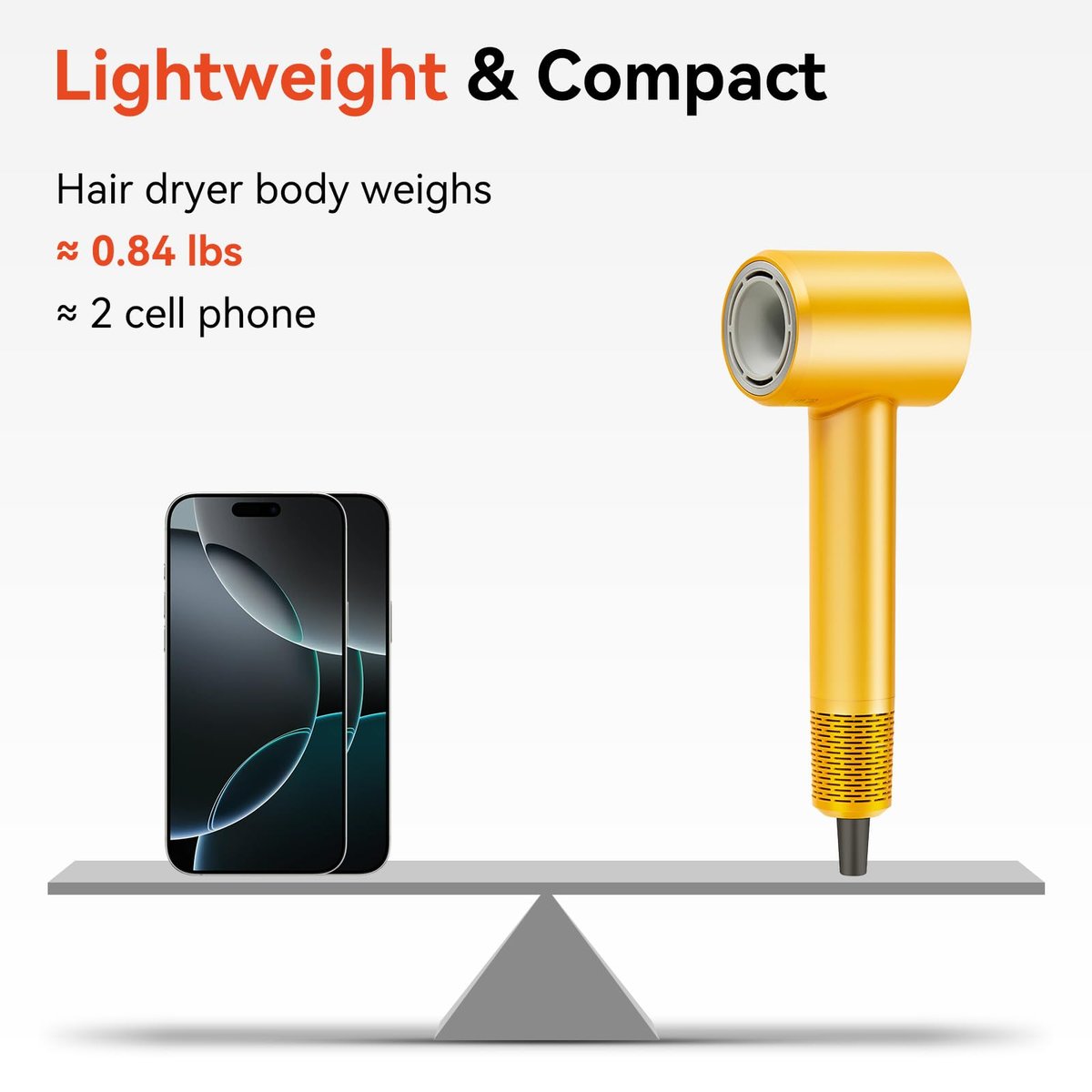 Rizzdeek 500 Million Ion Hair Dryer - 160,000 RPM High Speed Fast Drying Low Noise Blow Dryer for Home and Travel, Dark Yellow - görsel 11