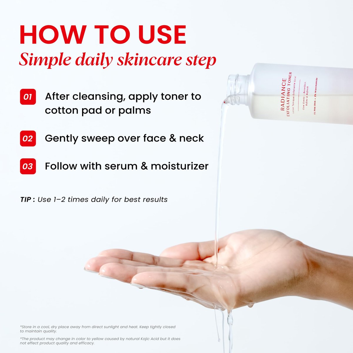 Koji White Exfoliating Toner for Face – 5% PHA BHA Toner with 2% Niacinamide, Kojic Acid & Hyaluronic Acid – Hydrating & Soothing Facial Toner – Unscented for Sensitive Skin, Vegan Skincare, 5.07 Fl Oz - görsel 15