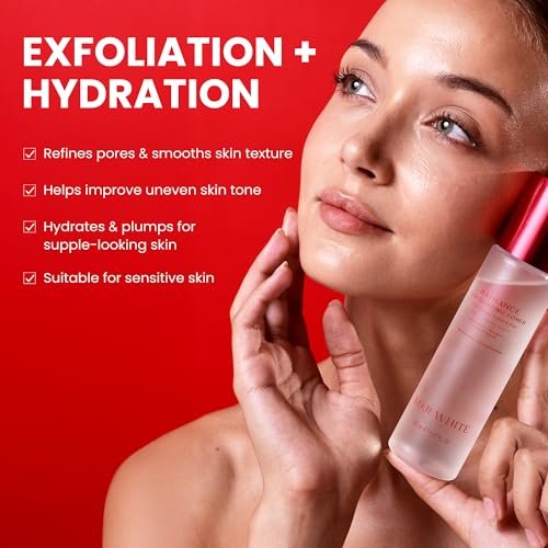 Koji White Exfoliating Toner for Face – 5% PHA BHA Toner with 2% Niacinamide, Kojic Acid & Hyaluronic Acid – Hydrating & Soothing Facial Toner – Unscented for Sensitive Skin, Vegan Skincare, 5.07 Fl Oz - görsel 8