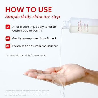 Koji White Exfoliating Toner for Face – 5% PHA BHA Toner with 2% Niacinamide, Kojic Acid & Hyaluronic Acid – Hydrating & Soothing Facial Toner – Unscented for Sensitive Skin, Vegan Skincare, 5.07 Fl Oz