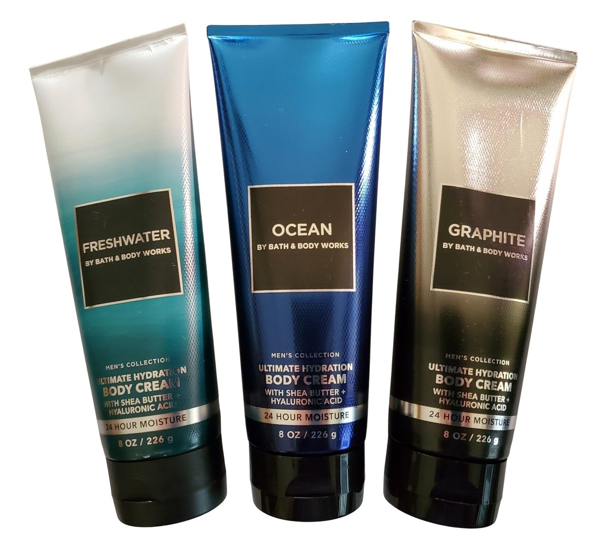 Bath & Body Works Men's Freshwater, Graphite, Ocean Ultimate Hydration Body Creams 8 oz (Pack of 3) Avelisse