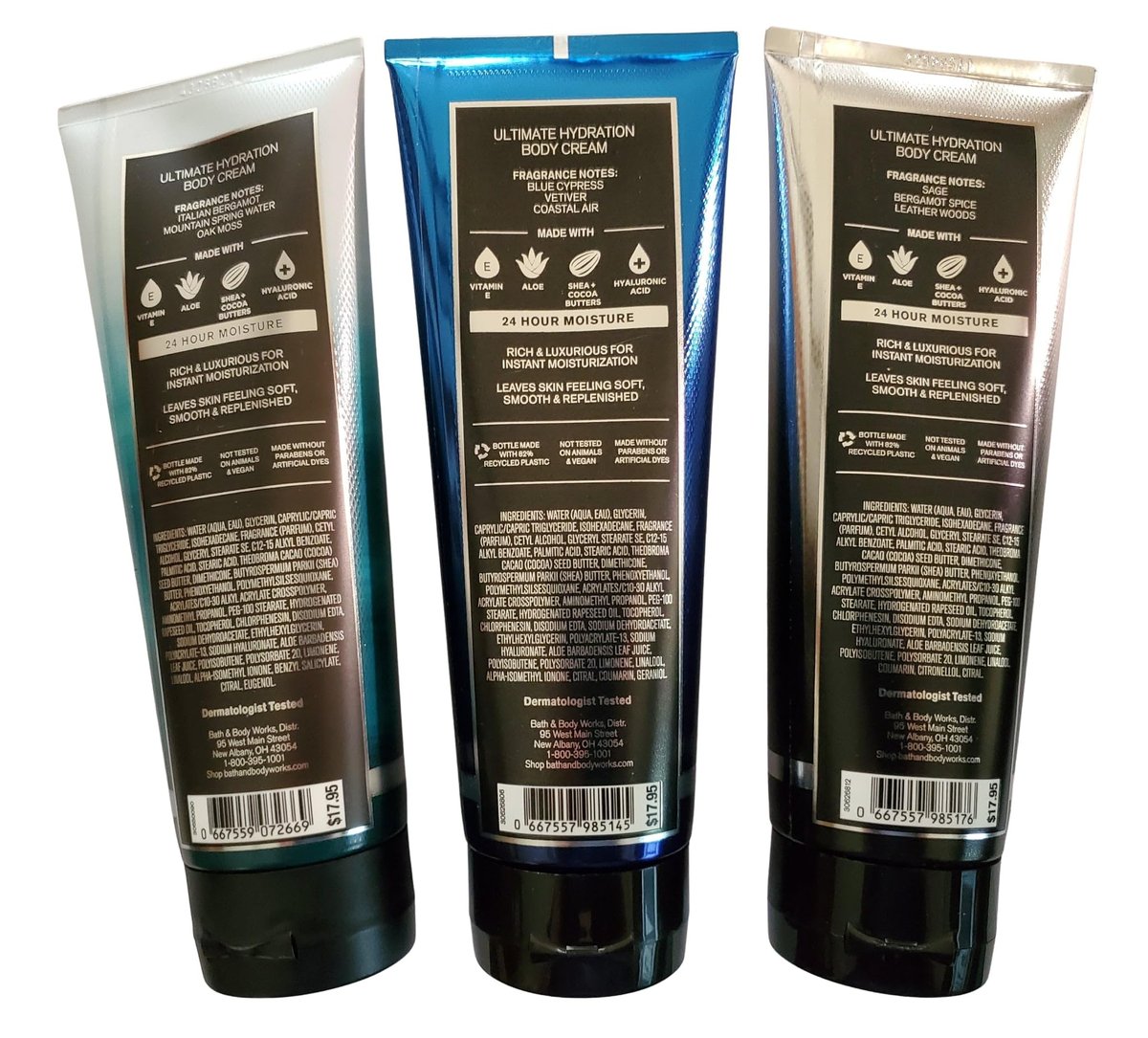 Bath & Body Works Men's Freshwater, Graphite, Ocean Ultimate Hydration Body Creams 8 oz (Pack of 3) Avelisse