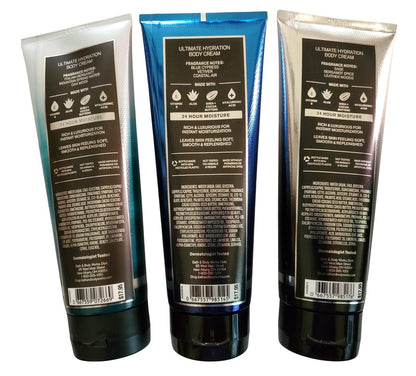 Bath & Body Works Men's Freshwater, Graphite, Ocean Ultimate Hydration Body Creams 8 oz (Pack of 3) Avelisse