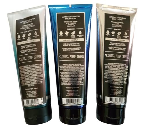 Bath & Body Works Men's Freshwater, Graphite, Ocean Ultimate Hydration Body Creams 8 oz (Pack of 3) Avelisse