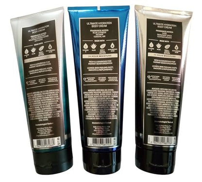 Bath & Body Works Men's Freshwater, Graphite, Ocean Ultimate Hydration Body Creams 8 oz (Pack of 3) Avelisse