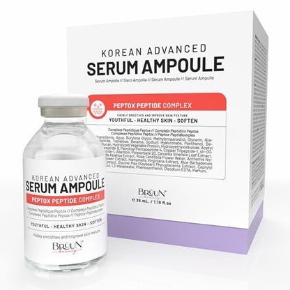 BRÜUN Peptox Peptide Facial Serum Ampoule – Hydrating Korean Skincare Serum for Face and Body, 1.18 fl.oz Avelisse