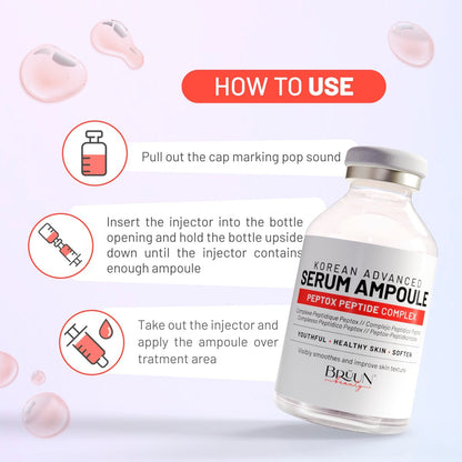 BRÜUN Peptox Peptide Facial Serum Ampoule – Hydrating Korean Skincare Serum for Face and Body, 1.18 fl.oz Avelisse