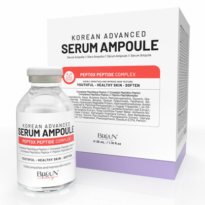 BRÜUN Peptox Peptide Facial Serum Ampoule – Hydrating Korean Skincare Serum for Face and Body, 1.18 fl.oz Avelisse