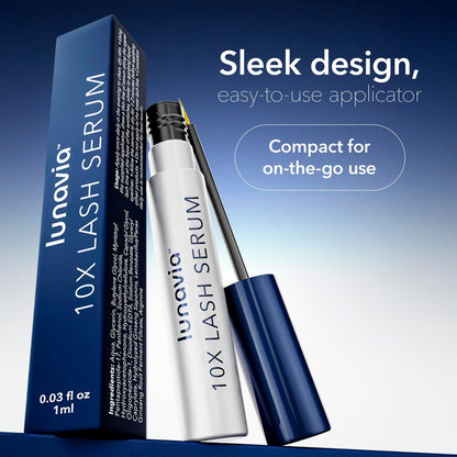 Lunavia 10X Lash Serum - Peptide & Botanical Eyelash Conditioner with Ginseng Extract for Stronger, Healthier Lashes - Daily Lash Care (1 ml, Clear) Avelisse