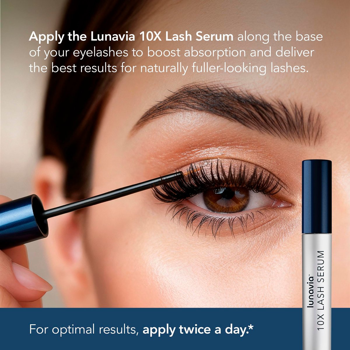 Lunavia 10X Lash Serum - Peptide & Botanical Eyelash Conditioner with Ginseng Extract for Stronger, Healthier Lashes - Daily Lash Care (1 ml, Clear) Avelisse
