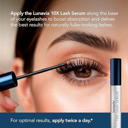 Lunavia 10X Lash Serum - Peptide & Botanical Eyelash Conditioner with Ginseng Extract for Stronger, Healthier Lashes - Daily Lash Care (1 ml, Clear) Avelisse