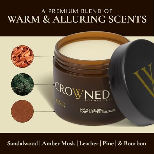 Crowned Skin Reign and King Body Butter Cologne Bundle | As Seen on Shark Tank | Sandalwood, Leather, Fresh & Nautical Scents | Natural Shea & Mango Butters | All-Day Fragrance Avelisse