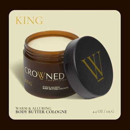 Crowned Skin Reign and King Body Butter Cologne Bundle | As Seen on Shark Tank | Sandalwood, Leather, Fresh & Nautical Scents | Natural Shea & Mango Butters | All-Day Fragrance Avelisse