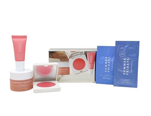 Summer Fridays The Dewy Pink Set: Gel Cream Moisturizer, Lip Balm in Pink Sugar, and Bush Butter Balm in Pink Sunset Avelisse