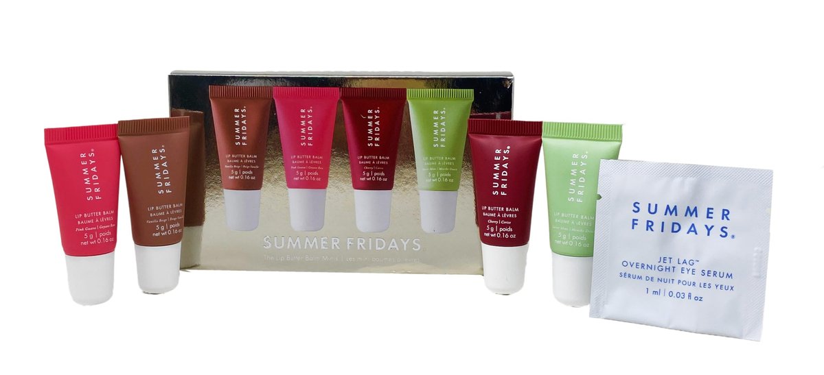 Summer Fridays The Lip Butter Balm Minis Set - Vanilla Beige, Pink Guava, Cherry & Sweet Mint - Travel Size Lip Care Avelisse