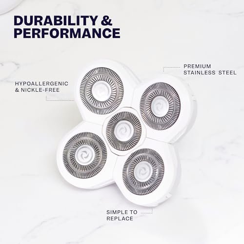 Freebird FlexSeries BodySmooth Rotary Blade Refill for Women - Gentle Shave for Sensitive Skin, 5 Contouring Heads, Mess-Free Cleanup Avelisse