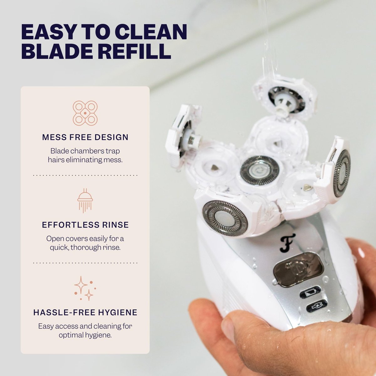 Freebird FlexSeries BodySmooth Rotary Blade Refill for Women - Gentle Shave for Sensitive Skin, 5 Contouring Heads, Mess-Free Cleanup Avelisse