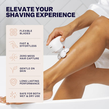 Freebird FlexSeries BodySmooth Rotary Blade Refill for Women - Gentle Shave for Sensitive Skin, 5 Contouring Heads, Mess-Free Cleanup Avelisse