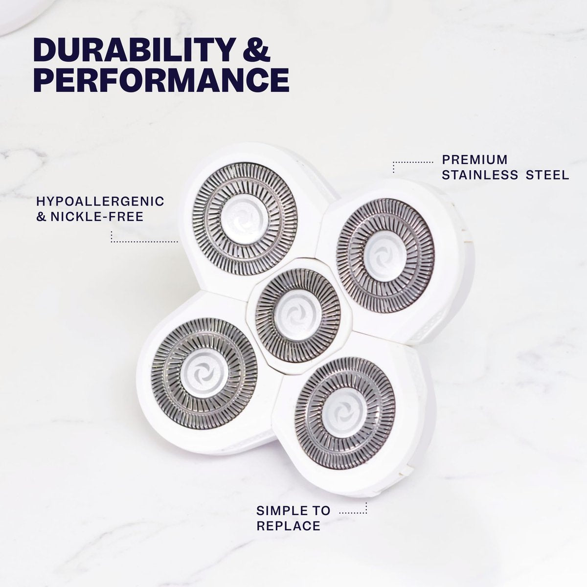 Freebird FlexSeries BodySmooth Rotary Blade Refill for Women - Gentle Shave for Sensitive Skin, 5 Contouring Heads, Mess-Free Cleanup Avelisse
