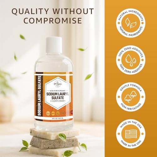 33RD PARALLEL SOAP CO. Sodium Lauryl Sulfate (SLS) Liquid (8oz) - Powerful Foaming Cleanser & Emulsifier for Shampoos, Body Wash, Soaps, Detergents & Household Cleaning Products Avelisse