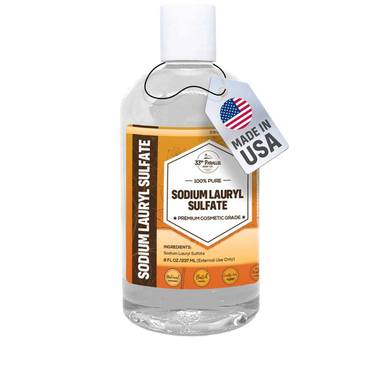 33RD PARALLEL SOAP CO. Sodium Lauryl Sulfate (SLS) Liquid (8oz) - Powerful Foaming Cleanser & Emulsifier for Shampoos, Body Wash, Soaps, Detergents & Household Cleaning Products Avelisse