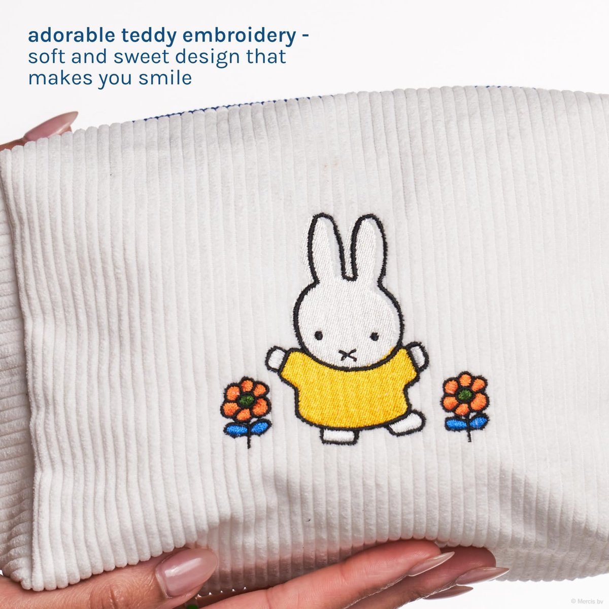 The Crème Shop Miffy Perfect Travel Makeup Bag - Official Design, White Cotton Cosmetic Organizer Avelisse