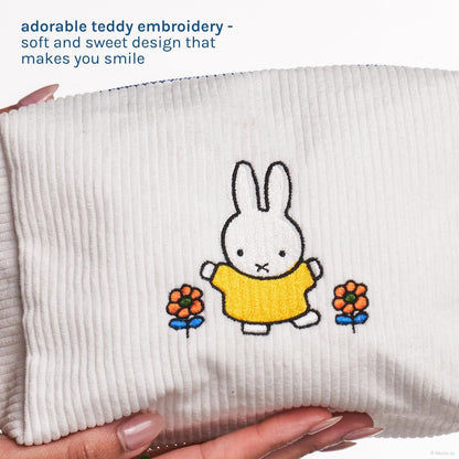 The Crème Shop Miffy Perfect Travel Makeup Bag - Official Design, White Cotton Cosmetic Organizer Avelisse