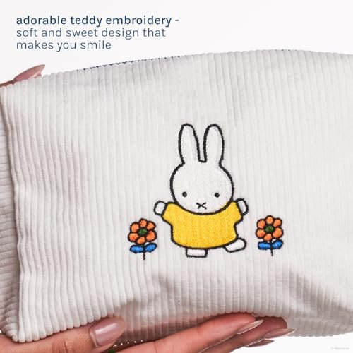 The Crème Shop Miffy Perfect Travel Makeup Bag - Official Design, White Cotton Cosmetic Organizer Avelisse