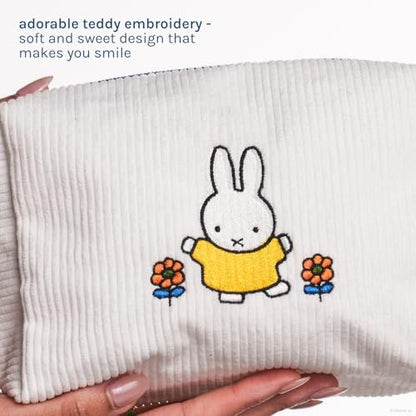 The Crème Shop Miffy Perfect Travel Makeup Bag - Official Design, White Cotton Cosmetic Organizer Avelisse
