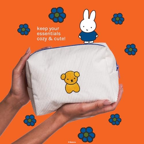 The Crème Shop Miffy Perfect Travel Makeup Bag - Official Design, White Cotton Cosmetic Organizer Avelisse