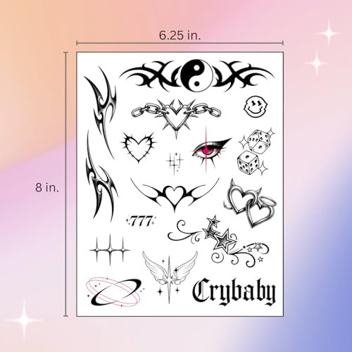 Pixel Hearts Cute Y2K Temporary Tattoos | Realistic Waterproof Fake Tattoos for Festival, Bachelorette, Halloween, Birthday Favors - görsel 14