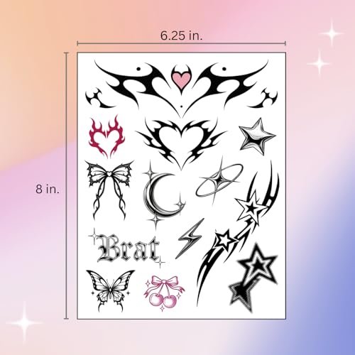 Pixel Hearts Cute Y2K Temporary Tattoos | Realistic Waterproof Fake Tattoos for Festival, Bachelorette, Halloween, Birthday Favors - görsel 12