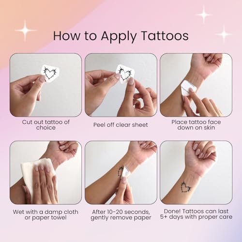 Pixel Hearts Tramp Stamp Temporary Tattoos - Y2K Edgy Cybersigilism Realistic Waterproof Fake Tats for Festival, Bachelorette, Halloween, Birthday - görsel 14