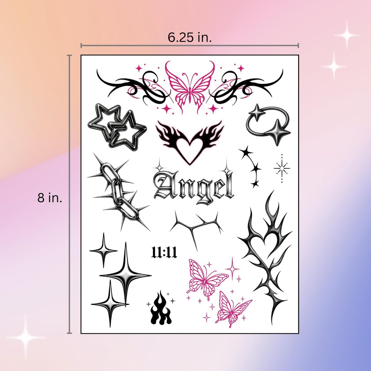 Pixel Hearts Cute Y2K Temporary Tattoos | Realistic Waterproof Fake Tattoos for Festival, Bachelorette, Halloween, Birthday Favors - görsel 9