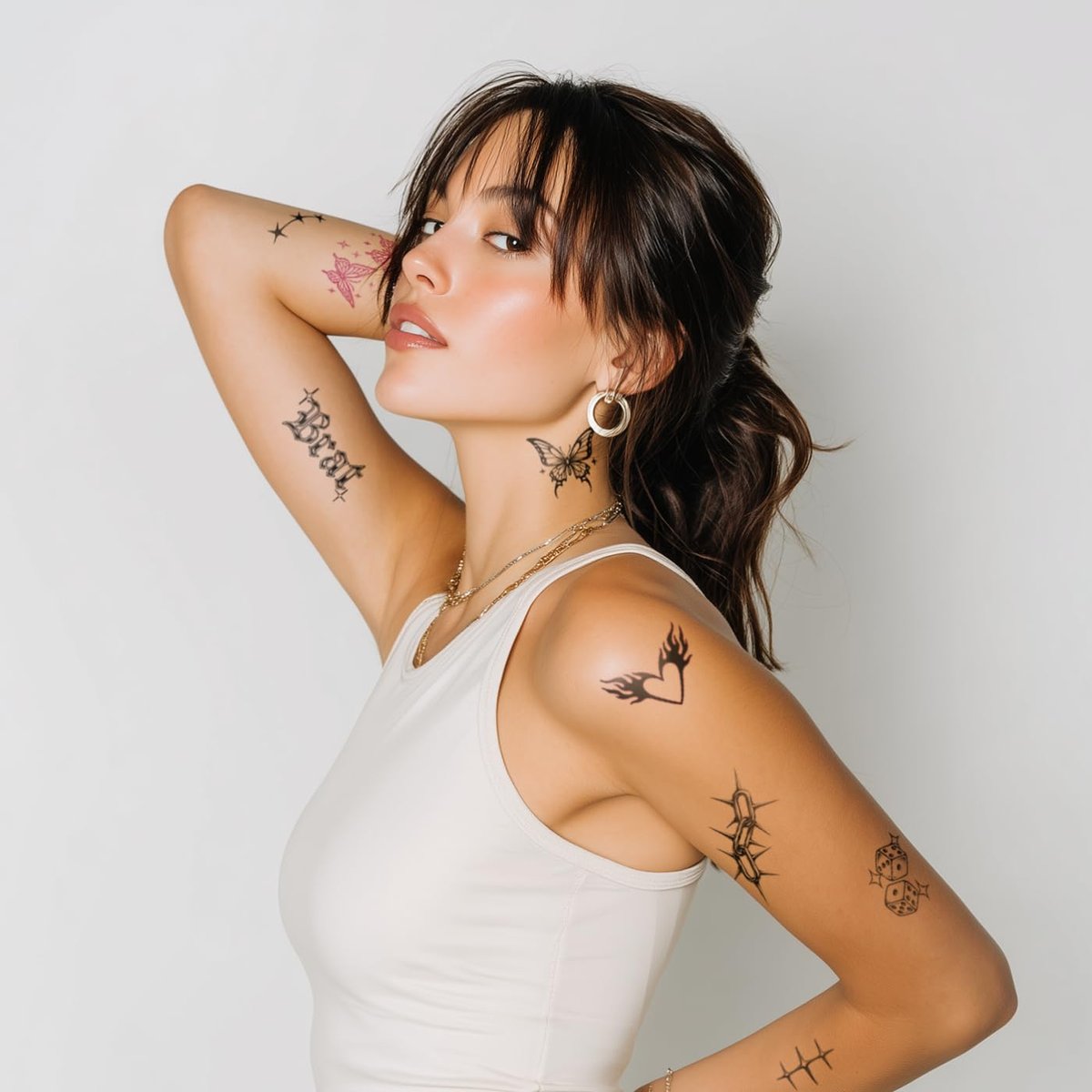 Pixel Hearts Cute Y2K Temporary Tattoos | Realistic Waterproof Fake Tattoos for Festival, Bachelorette, Halloween, Birthday Favors - görsel 3