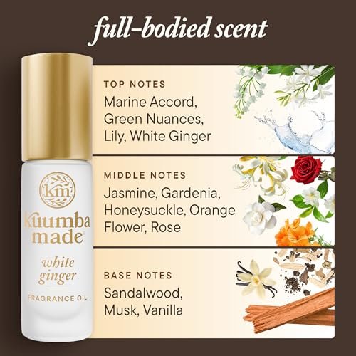 Kuumba Made White Ginger Fragrance Oil - Long-Lasting Scented Oil Perfume Roller, Vegan & Alcohol-Free, 0.15 Fl Oz Avelisse
