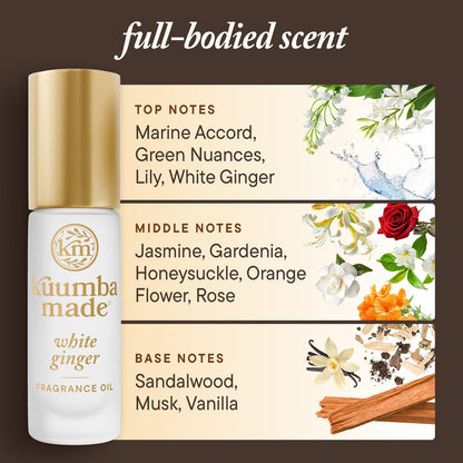 Kuumba Made White Ginger Fragrance Oil - Long-Lasting Scented Oil Perfume Roller, Vegan & Alcohol-Free, 0.15 Fl Oz Avelisse