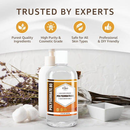 Polysorbate 80 (8oz) | USP Grade Natural Emulsifier & Solubilizer - Tween 80 for Essential Oils, Lotions, Shampoos & Bath Products | Improves Clarity & Stability Avelisse