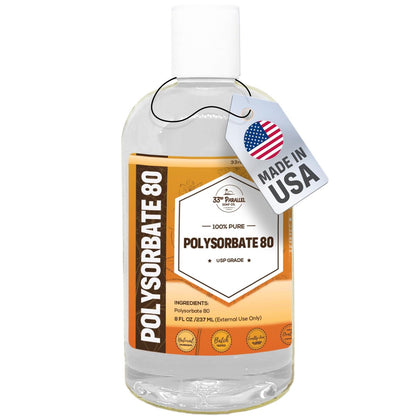 Polysorbate 80 (8oz) | USP Grade Natural Emulsifier & Solubilizer - Tween 80 for Essential Oils, Lotions, Shampoos & Bath Products | Improves Clarity & Stability Avelisse