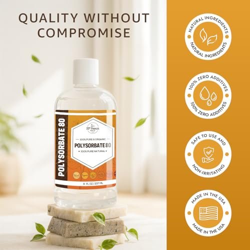 Polysorbate 80 (8oz) | USP Grade Natural Emulsifier & Solubilizer - Tween 80 for Essential Oils, Lotions, Shampoos & Bath Products | Improves Clarity & Stability Avelisse