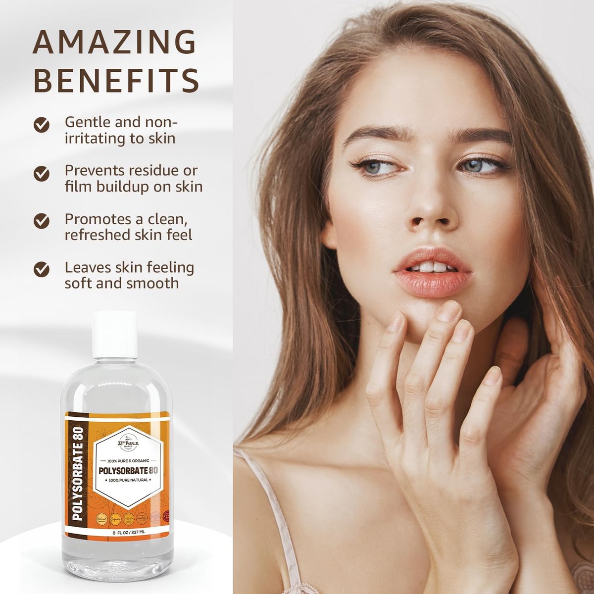 Polysorbate 80 (8oz) | USP Grade Natural Emulsifier & Solubilizer - Tween 80 for Essential Oils, Lotions, Shampoos & Bath Products | Improves Clarity & Stability Avelisse