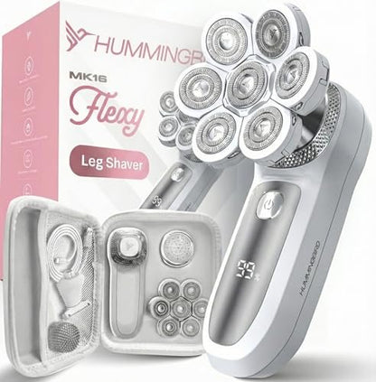 HUMMINGBIRD Flexy Electric Razors for Women – Cordless Rechargeable Waterproof Leg Shaver & Hair Removal Kit with Exfoliator, Cleanser, Travel Case, and Bikini Trimmer Avelisse