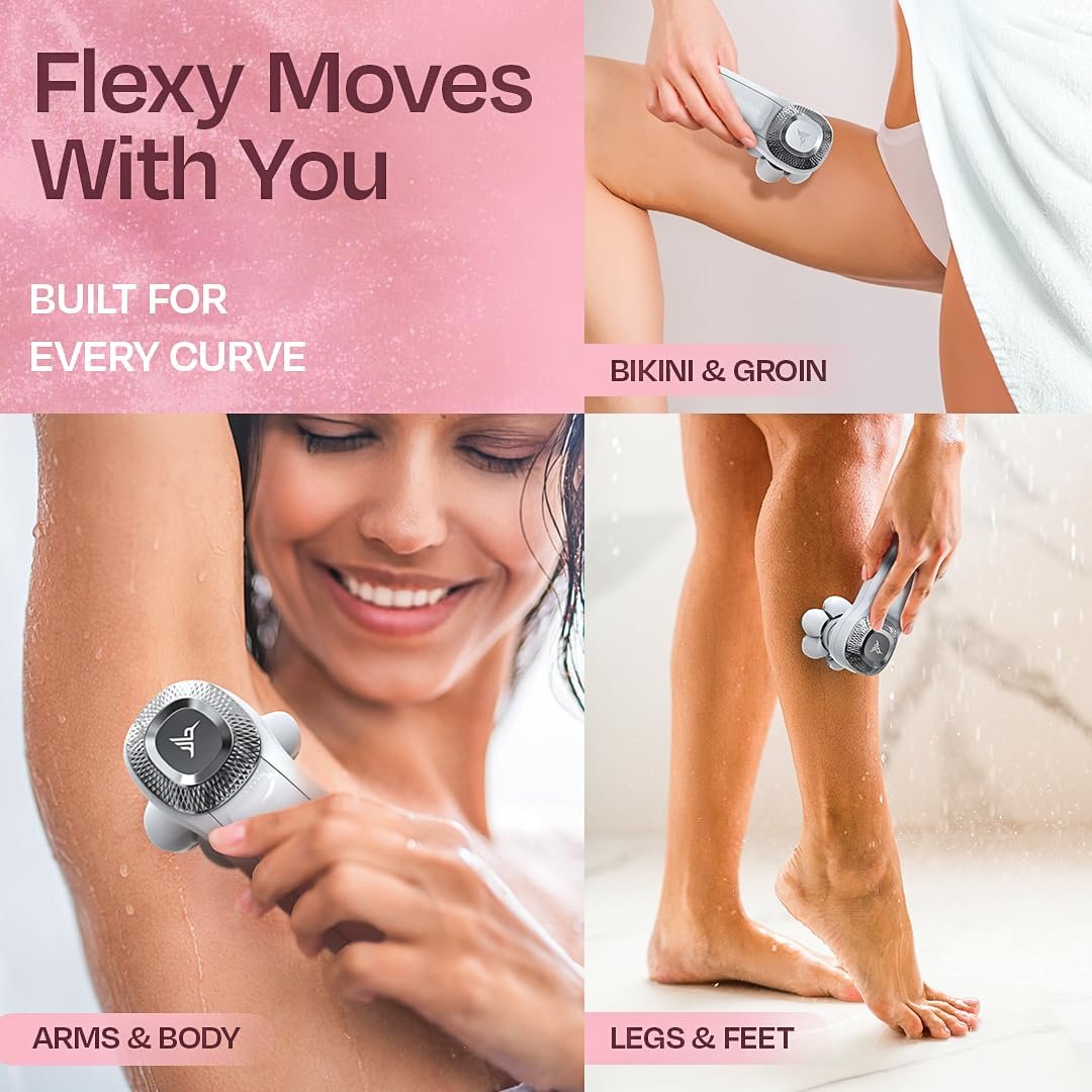 HUMMINGBIRD Flexy Electric Razors for Women – Cordless Rechargeable Waterproof Leg Shaver & Hair Removal Kit with Exfoliator, Cleanser, Travel Case, and Bikini Trimmer Avelisse