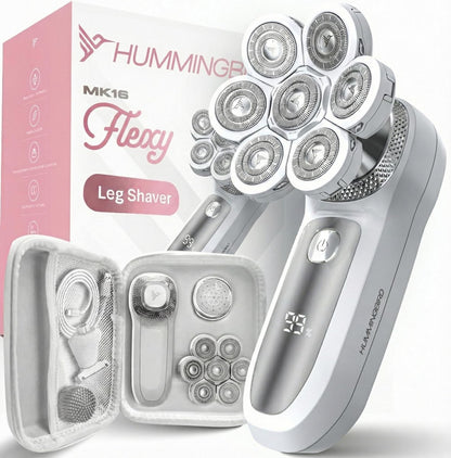 HUMMINGBIRD Flexy Electric Razors for Women – Cordless Rechargeable Waterproof Leg Shaver & Hair Removal Kit with Exfoliator, Cleanser, Travel Case, and Bikini Trimmer Avelisse