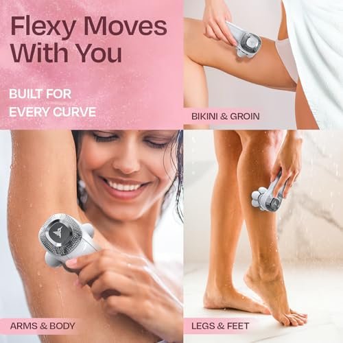 HUMMINGBIRD Flexy Electric Razors for Women – Cordless Rechargeable Waterproof Leg Shaver & Hair Removal Kit with Exfoliator, Cleanser, Travel Case, and Bikini Trimmer Avelisse