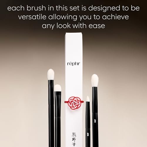 rephr The Core Eye Set – 4 Handmade Japanese Makeup Brushes with Natural Goat Hair | Essential Eye Brush Set for Blending, Shading, Crease & Detail | Handmade in Kumano, Japan Avelisse