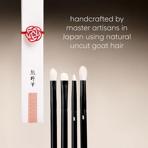 rephr The Core Eye Set – 4 Handmade Japanese Makeup Brushes with Natural Goat Hair | Essential Eye Brush Set for Blending, Shading, Crease & Detail | Handmade in Kumano, Japan Avelisse