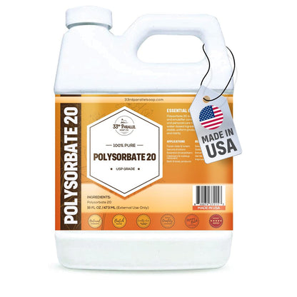 Polysorbate 20 (16oz) | USP Grade - Tween 20 Gentle Natural Emulsifier & Solubilizer for Essential Oils, Fragrances, Sprays, Lotions, Shampoos | Improves Stability & Clarity | 16 OUNCES Avelisse